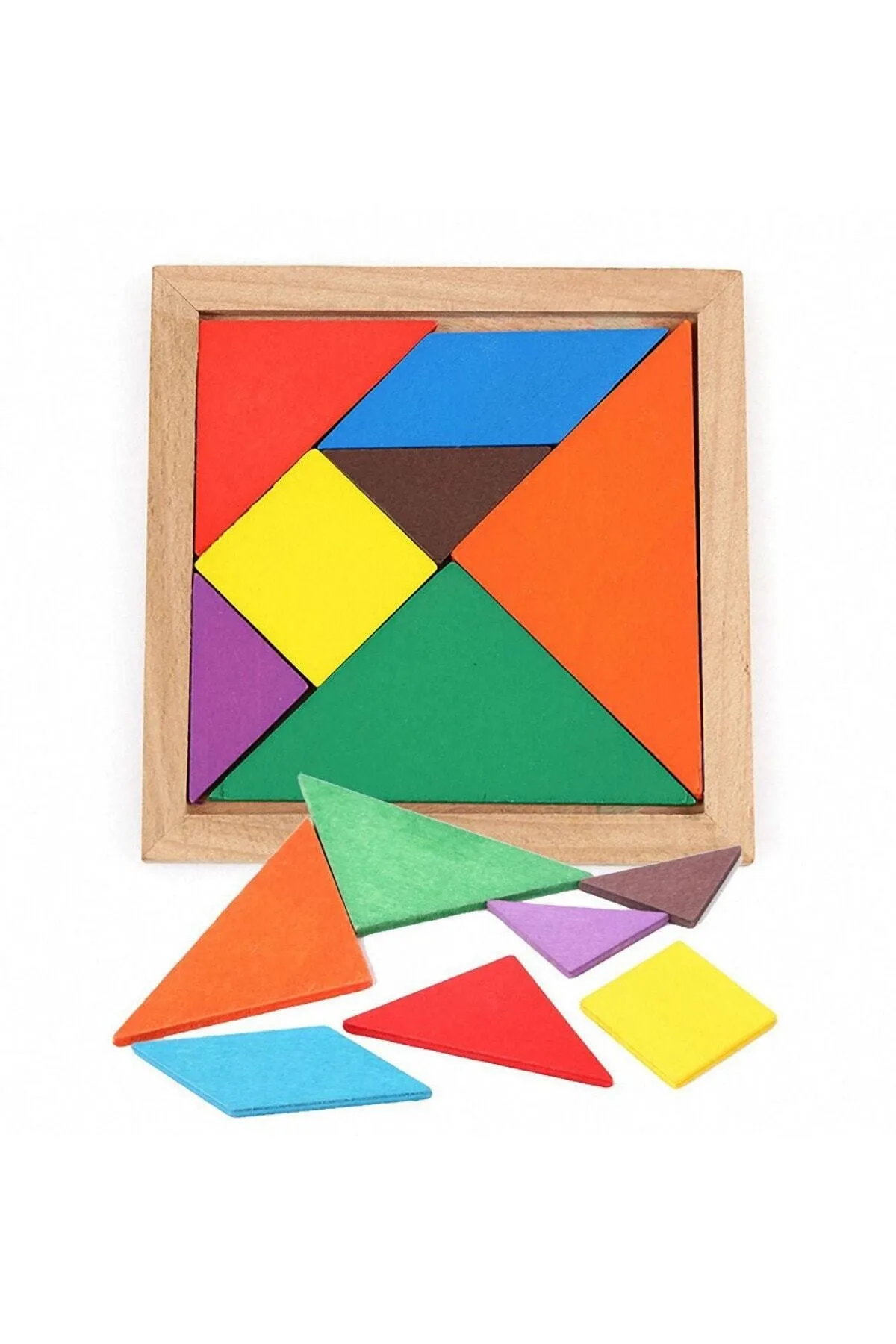 Ahşap Kare Renkli Tangram 7 Parça