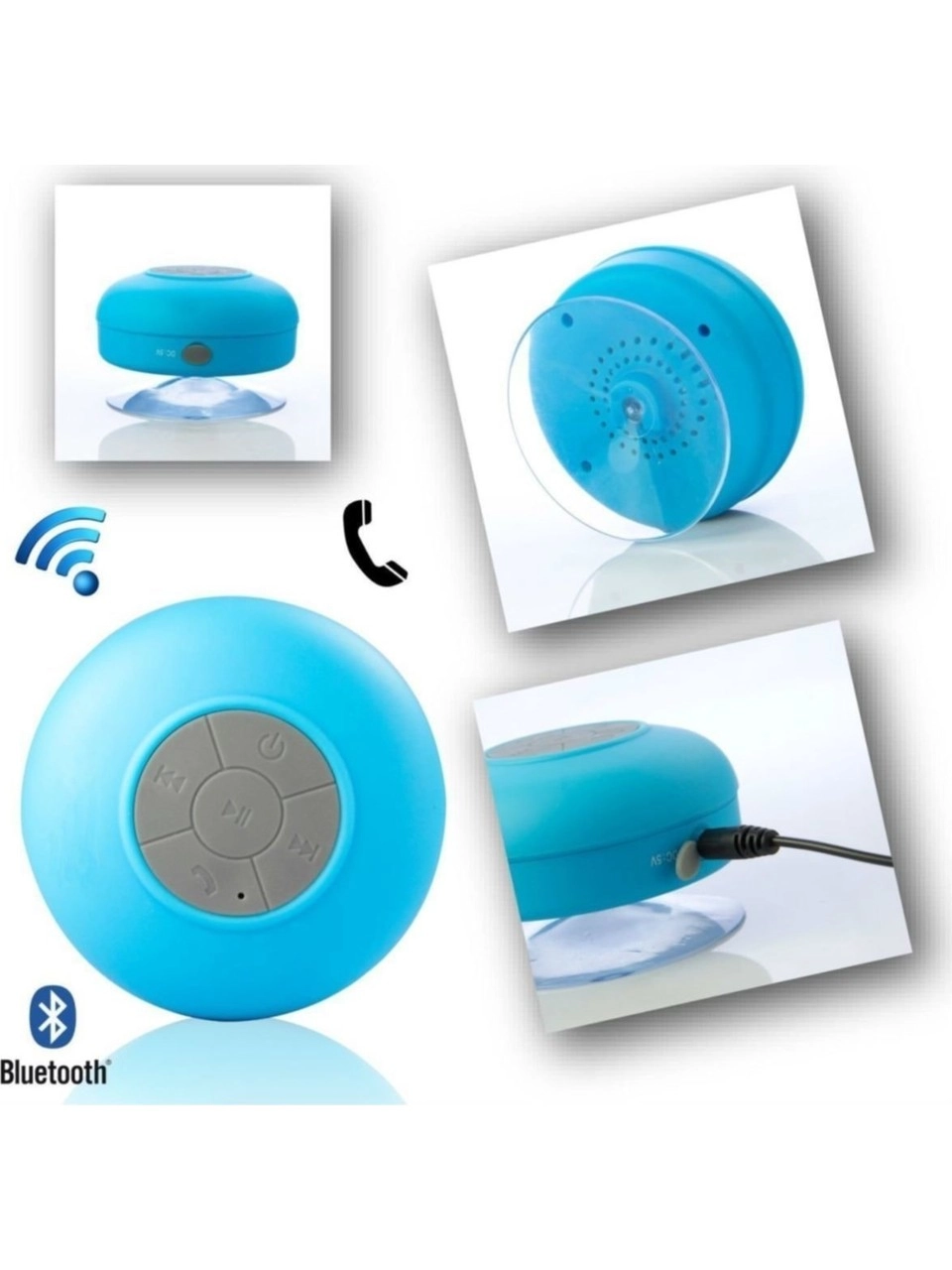 Su Geçirmez Mini Bluetooth Duş Hoparlörü Mavi