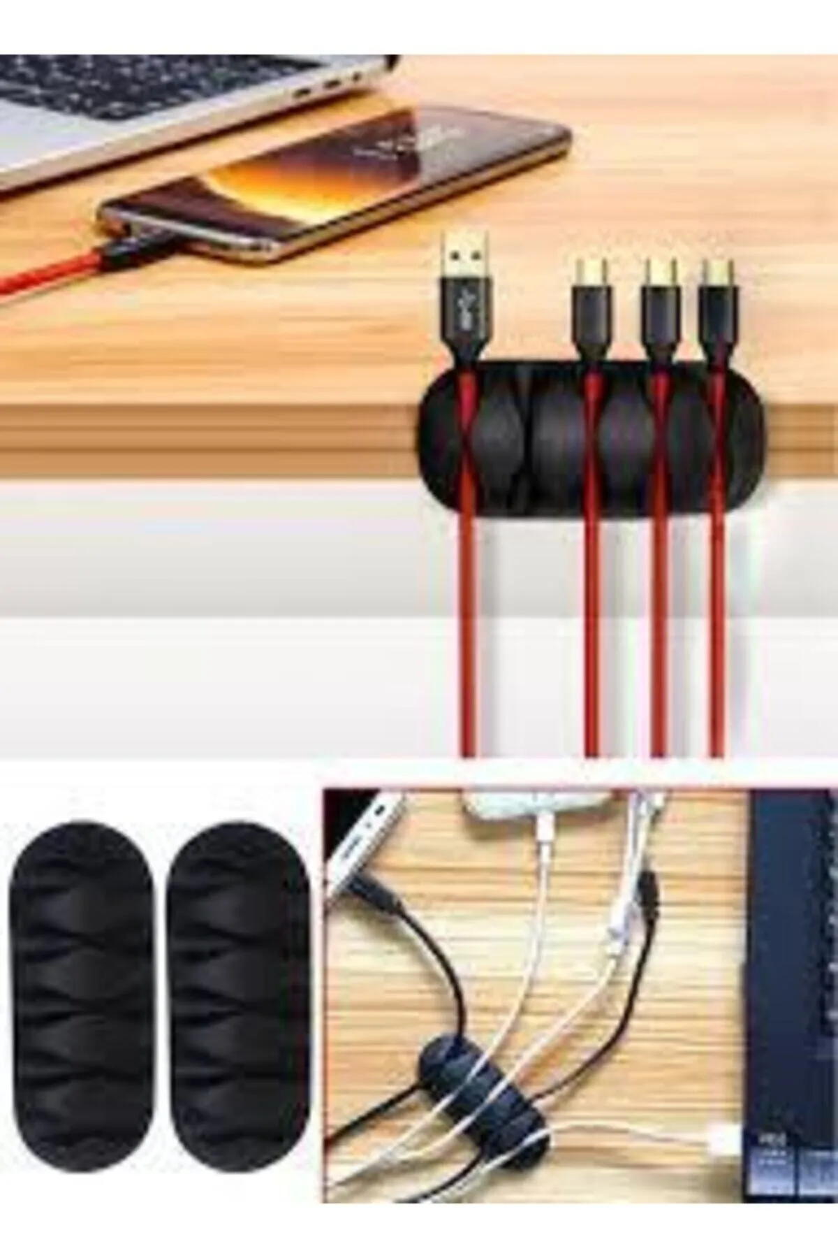 Kablo Tutucu 5 Kanallı Siyah 3lü Set