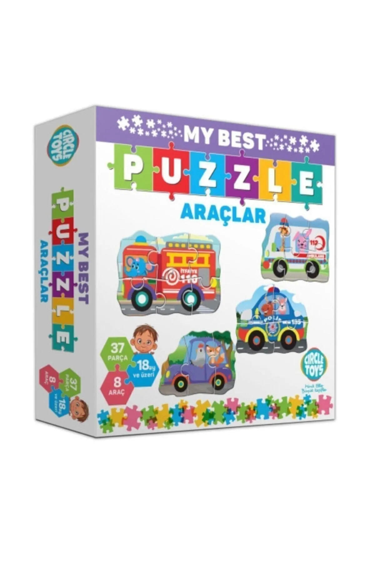 Araçlar Yapboz Seti Eğitici - Öğretici 8 Araç 37 Parça