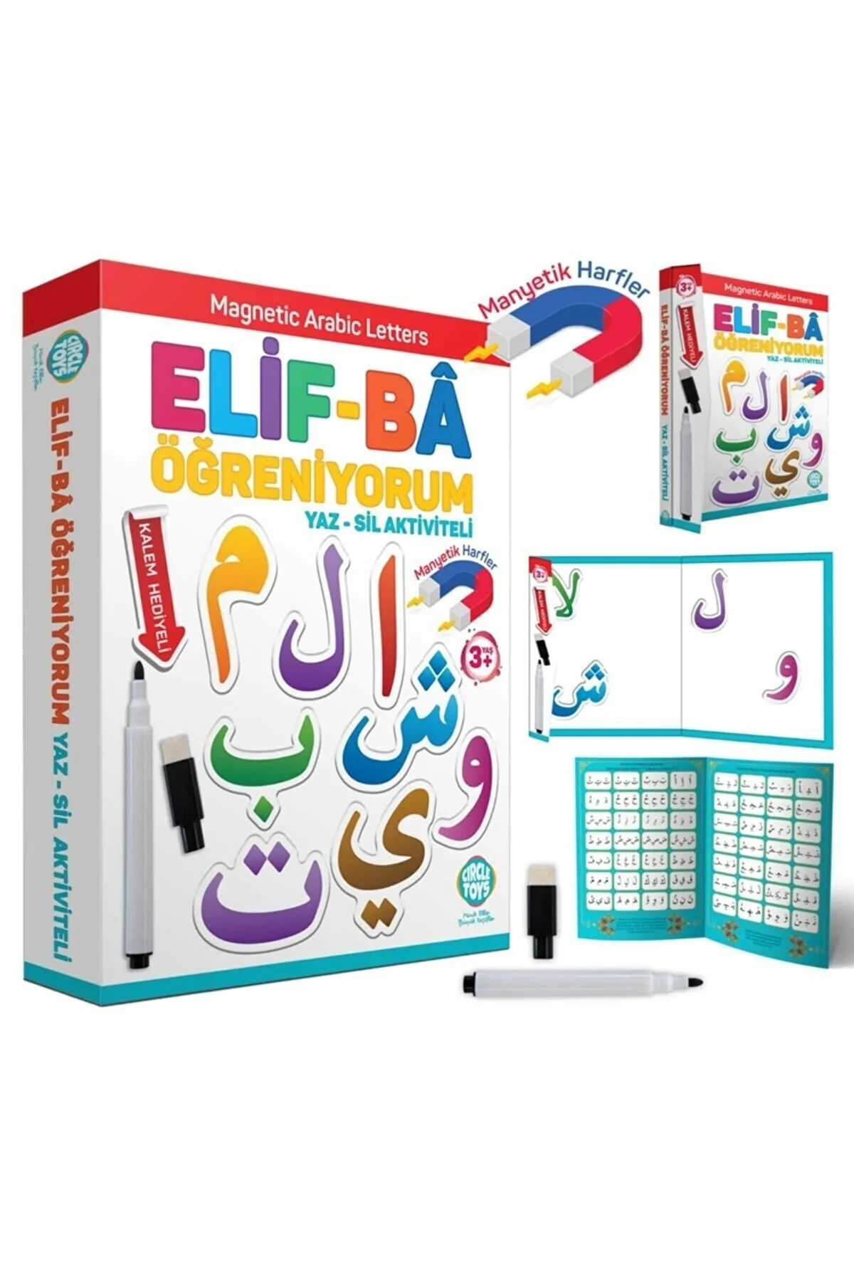 Manyetik Elif Ba Öğreniyorum Klasör ve Yaz Sil Bölümlü Kalem Seti