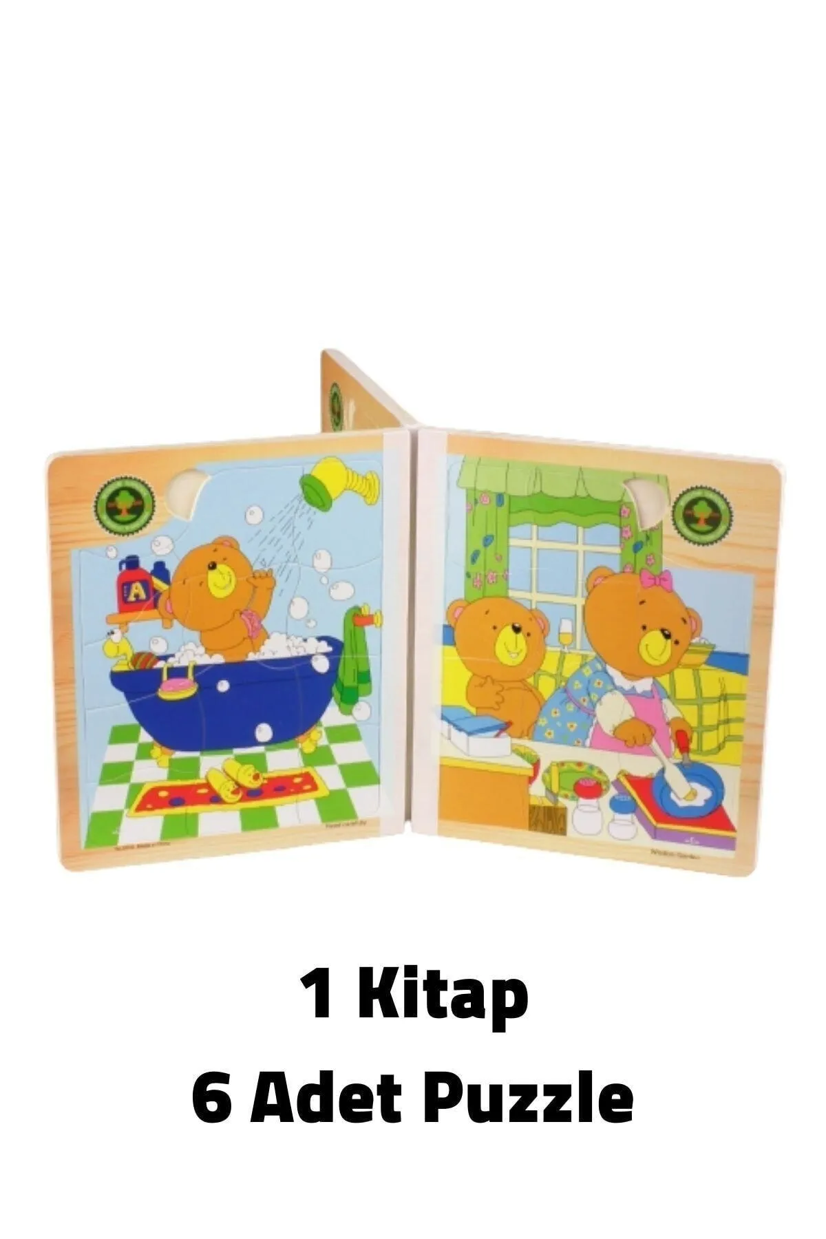 Ahşap Kitap Puzzle 6 Sayfa Puzzle 11 Parçalı