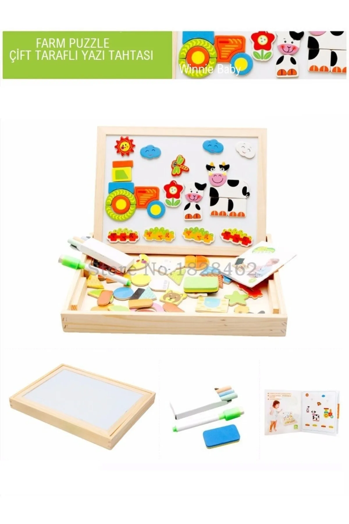 Mıknatıslı 30 Cm Çift Taraflı Yazı Tahtası Seti