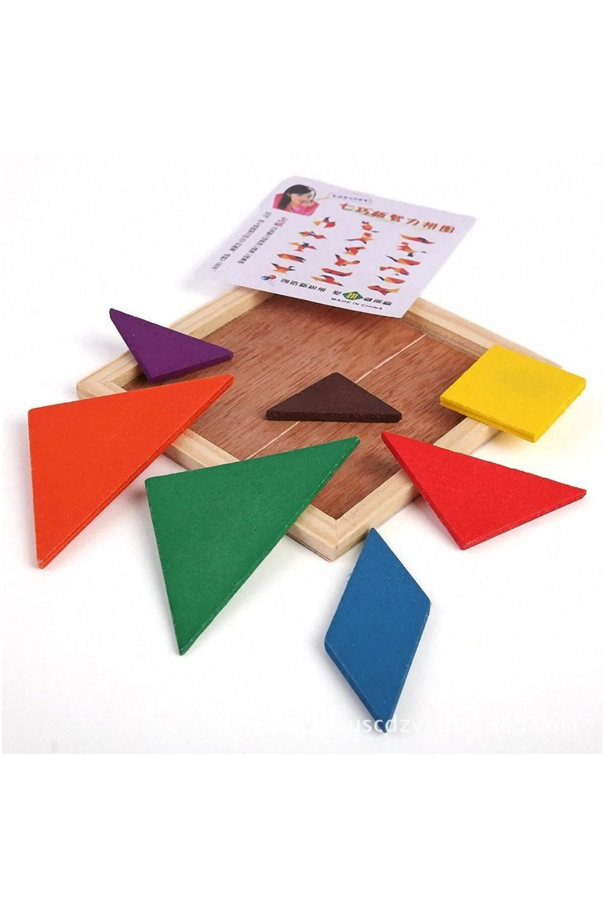 Ahşap Kare Renkli Tangram 7 Parça