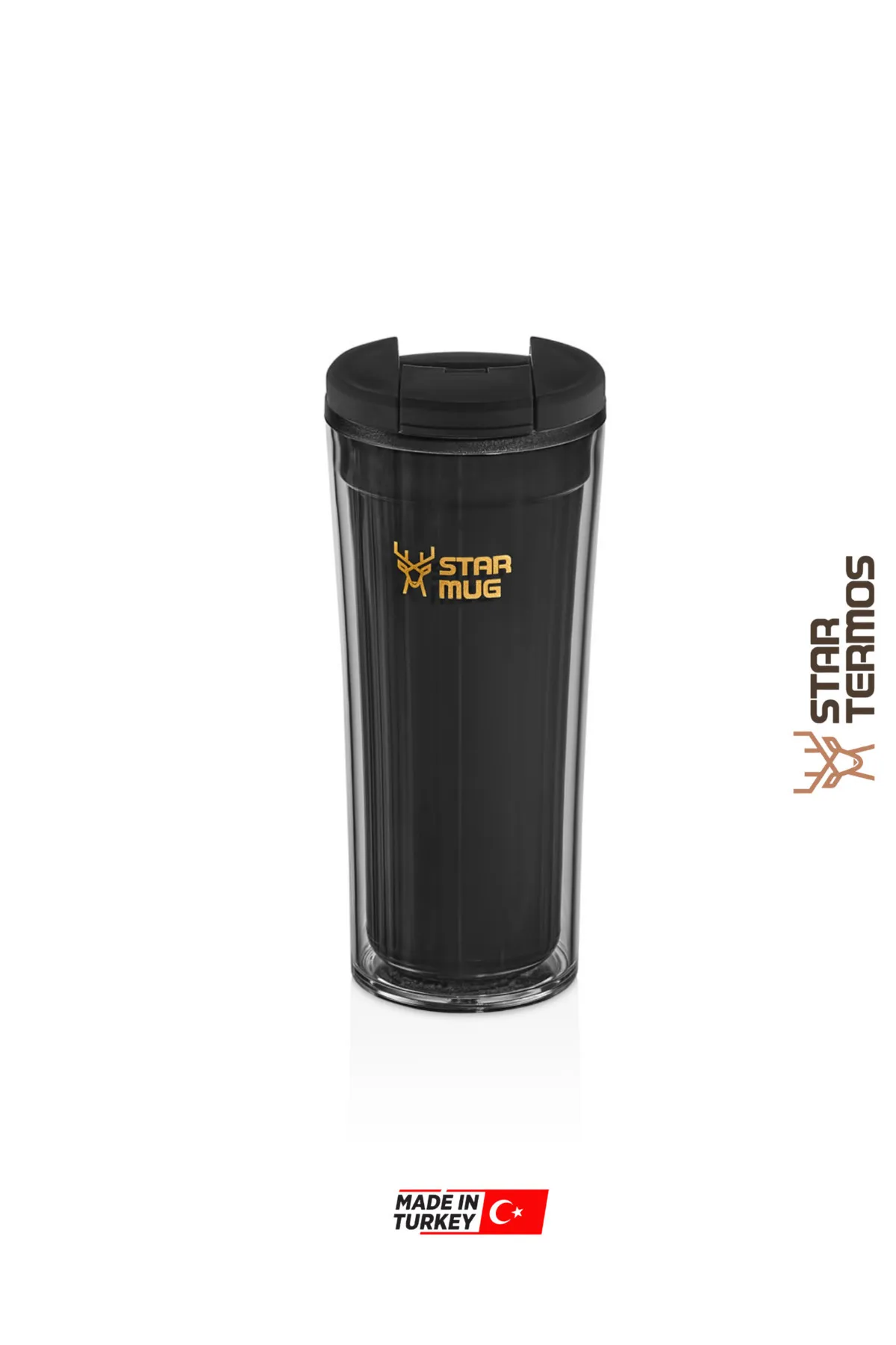 Termos Star Mug  350 ml  Opak Siyah Çift Katmanlı Kupa Sızdırmaz - Piknik Kamp Outdoor