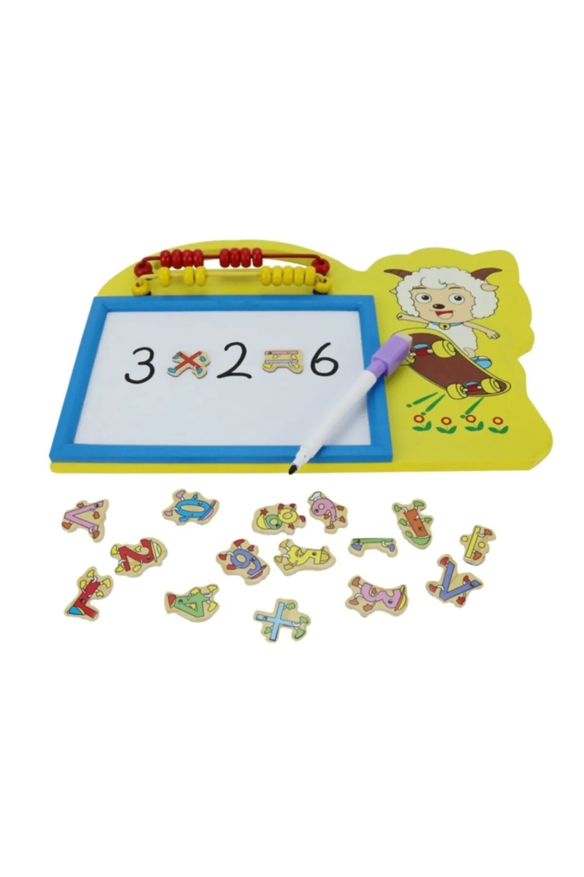 Ahşap Abaküslü Kalemli Yazı Tahtası Mıknatıslı