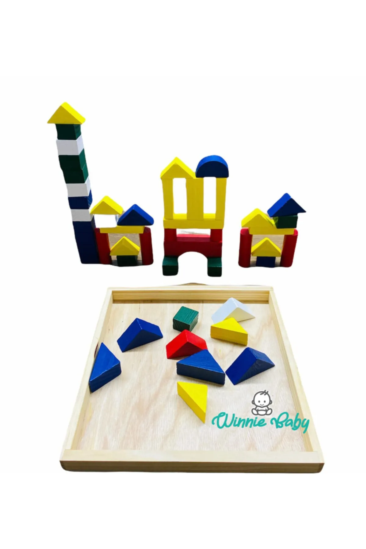 48 Parça Renkli Ahşap Tangram