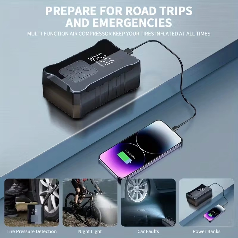 Kablosuz Lastik Şişirme Kompresörü USB Şarjlı 