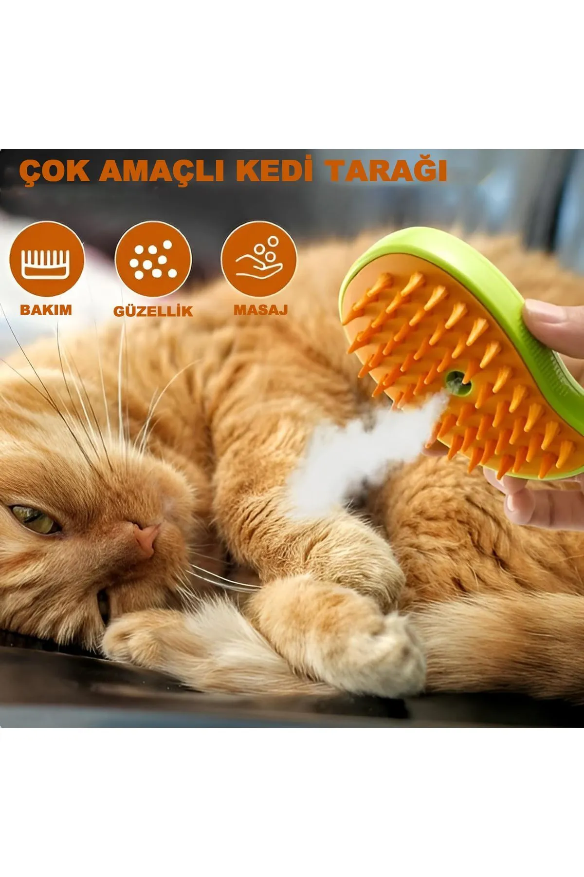 Buharlı Şarjlı Kedi Tüy Fırçası Buharlı Köpek Fırçası Yumuşak Silikon Fırça Kedi Bakım Fırçası