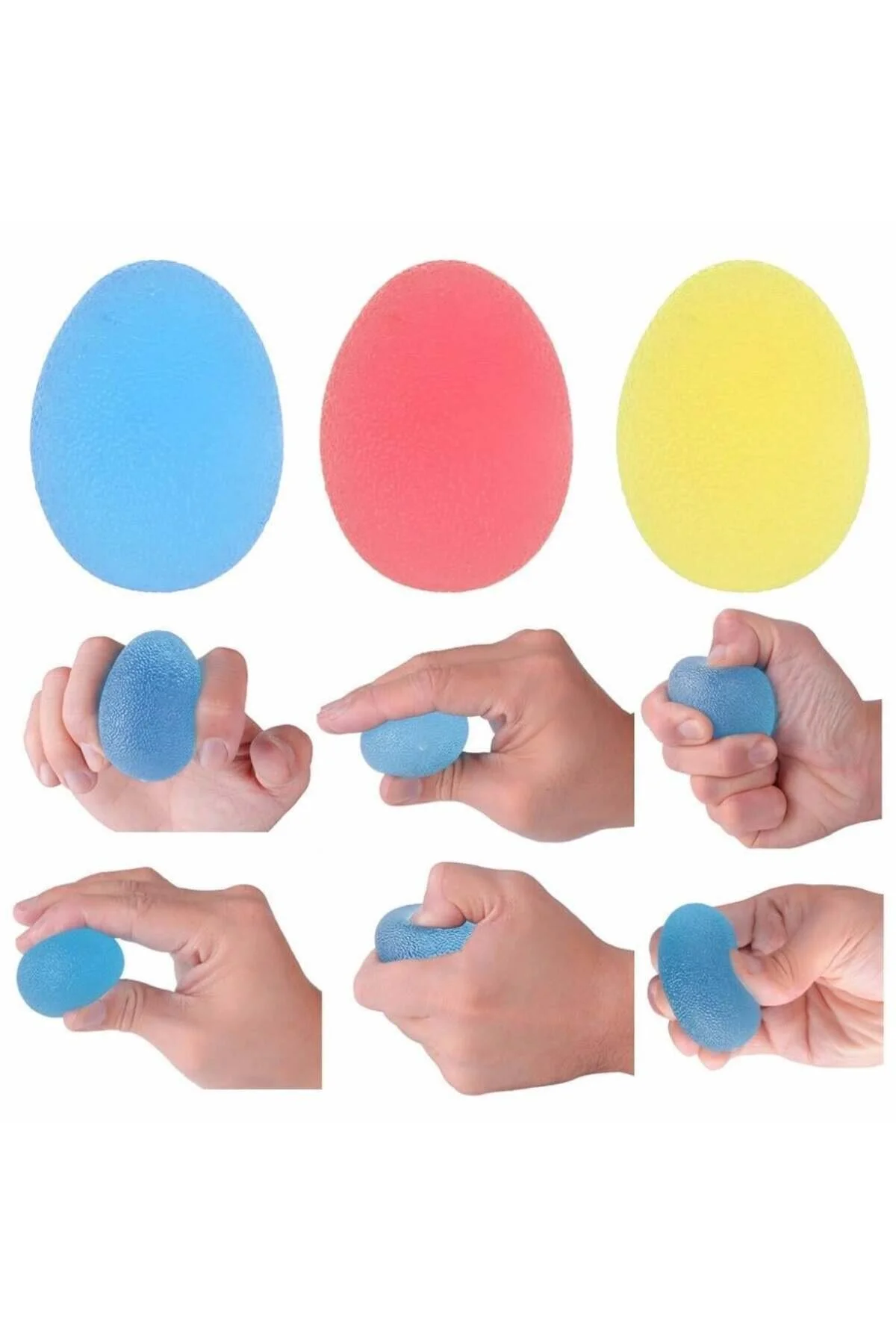 El Egzersiz Topu 1 adet  Yumurta Şekilli El Terapisi 3 Farklı Direnç