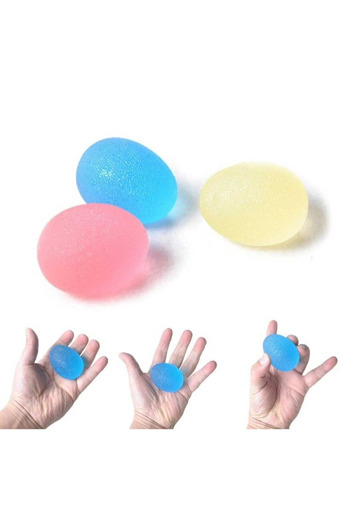 El Egzersiz Topu 1 adet  Yumurta Şekilli El Terapisi 3 Farklı Direnç