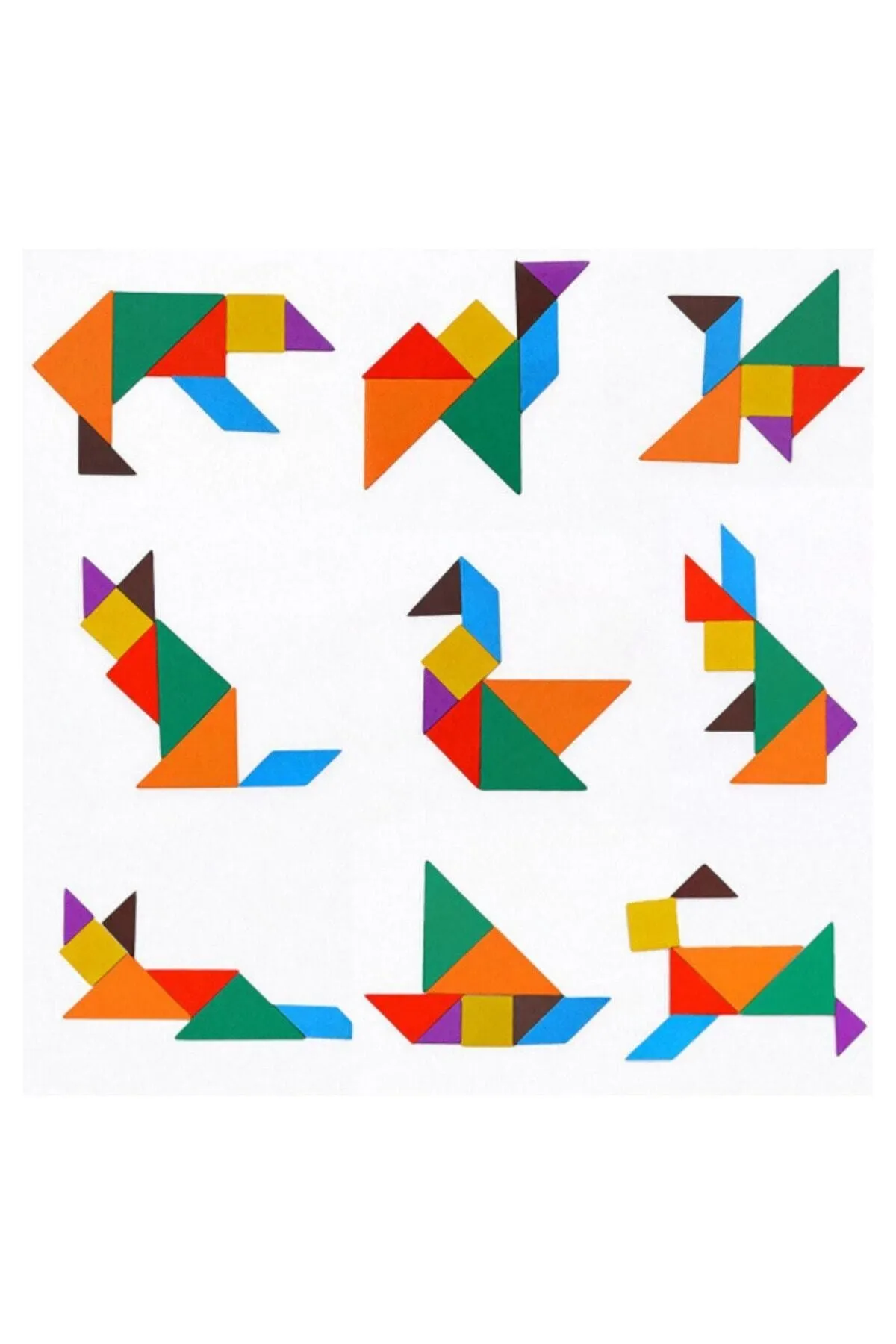 Ahşap Kare Renkli Tangram 7 Parça