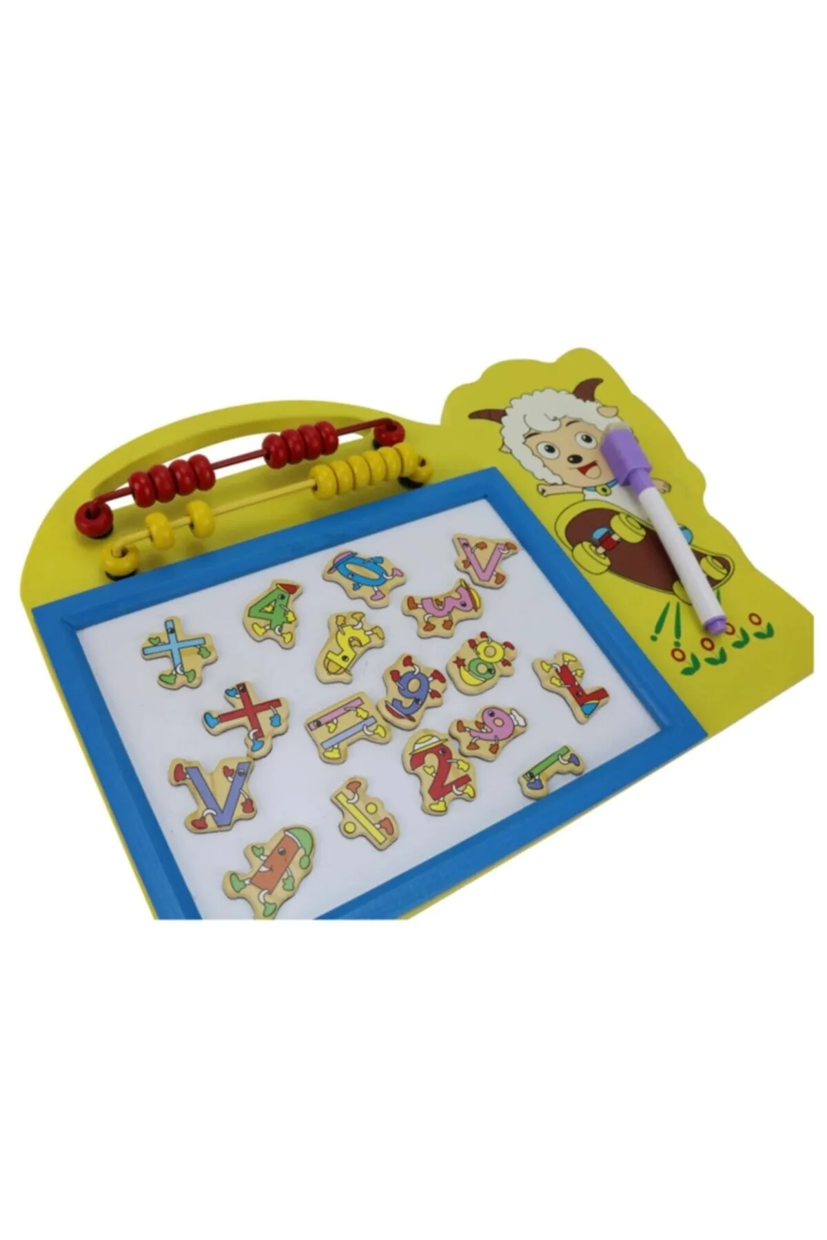 Ahşap Abaküslü Kalemli Yazı Tahtası Mıknatıslı