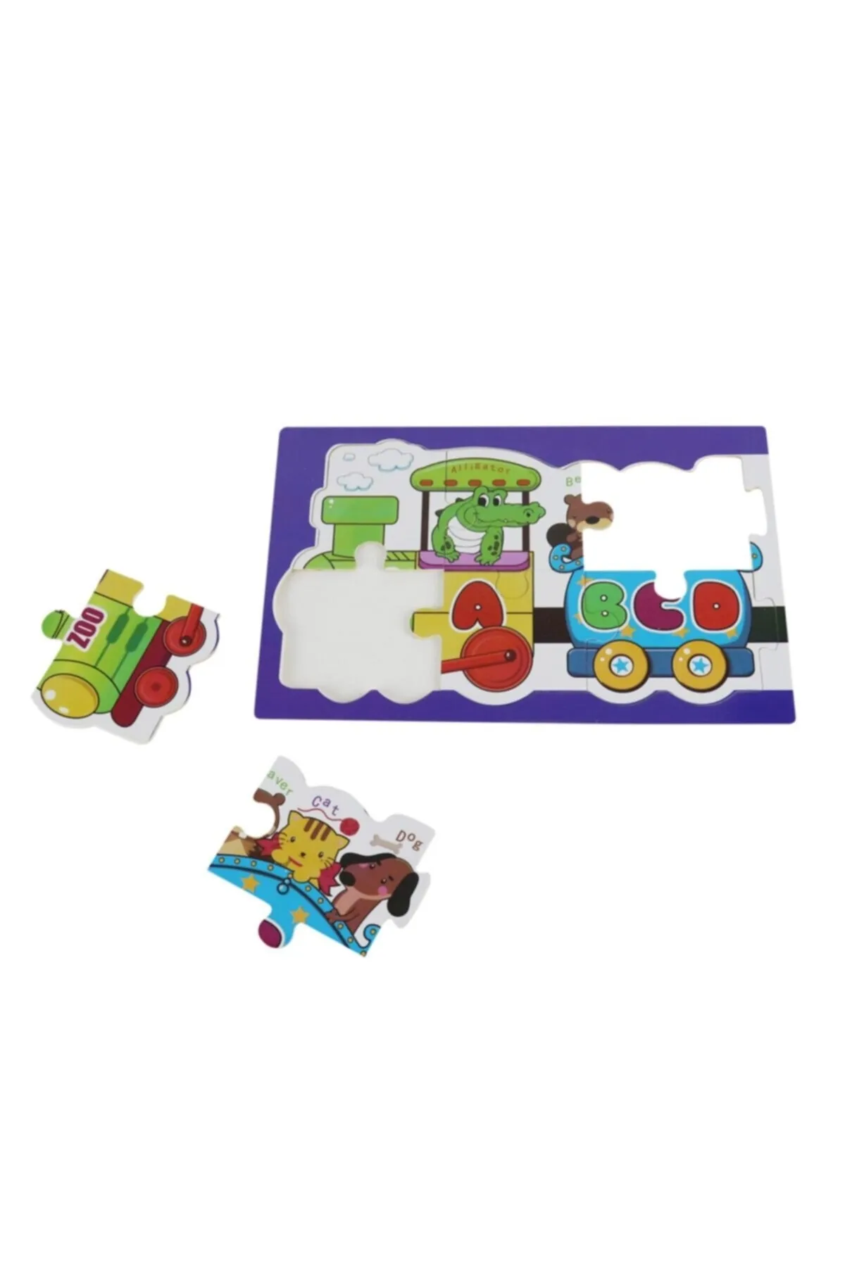 Büyük Parçalı Tren Şekilli Harfler Ve Hayvanlar Puzzle Seti