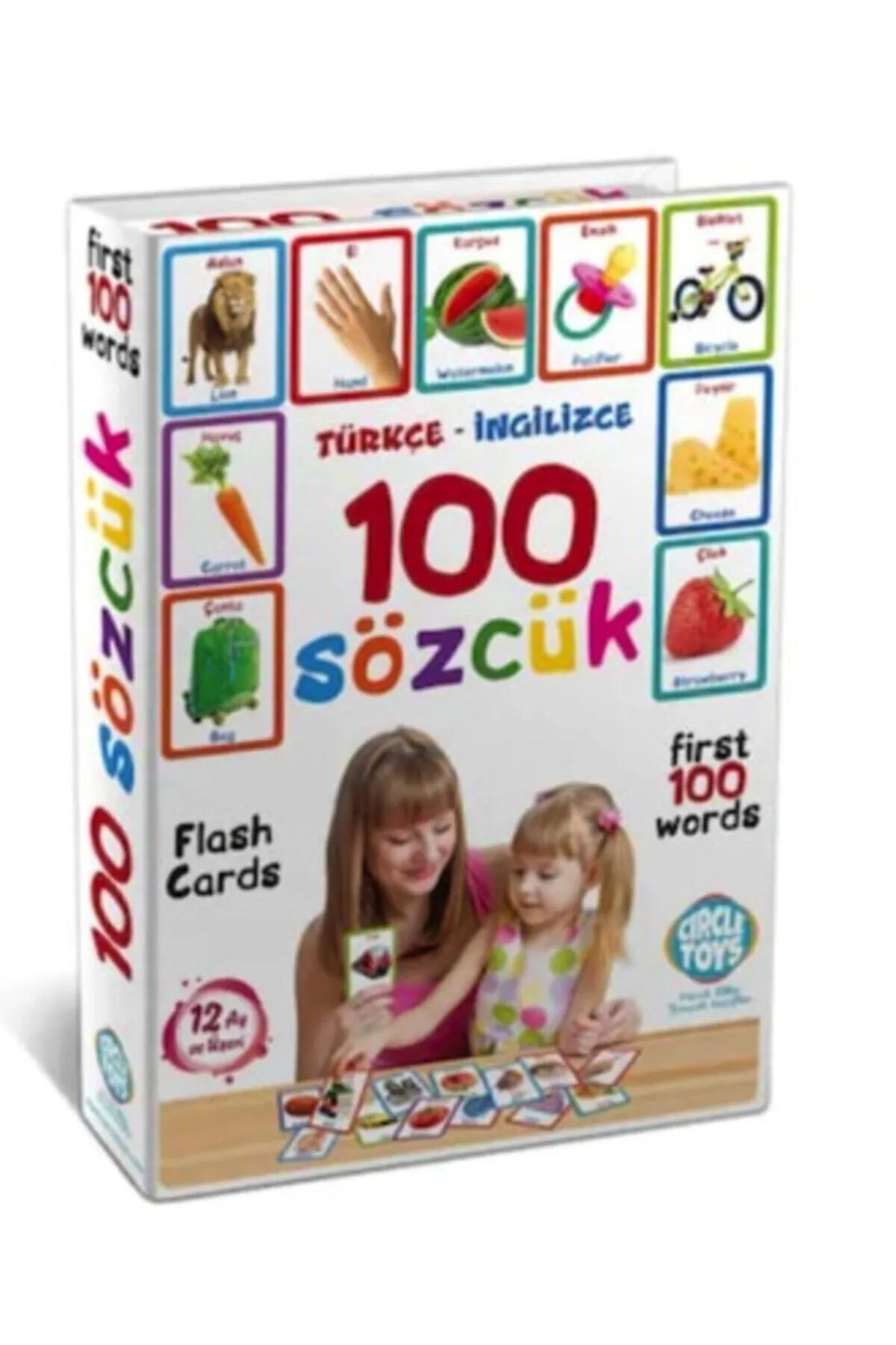 Türkçe - İngilizce 100 Sözcük Bebek Eğitim Kelime Sözcük Kartı