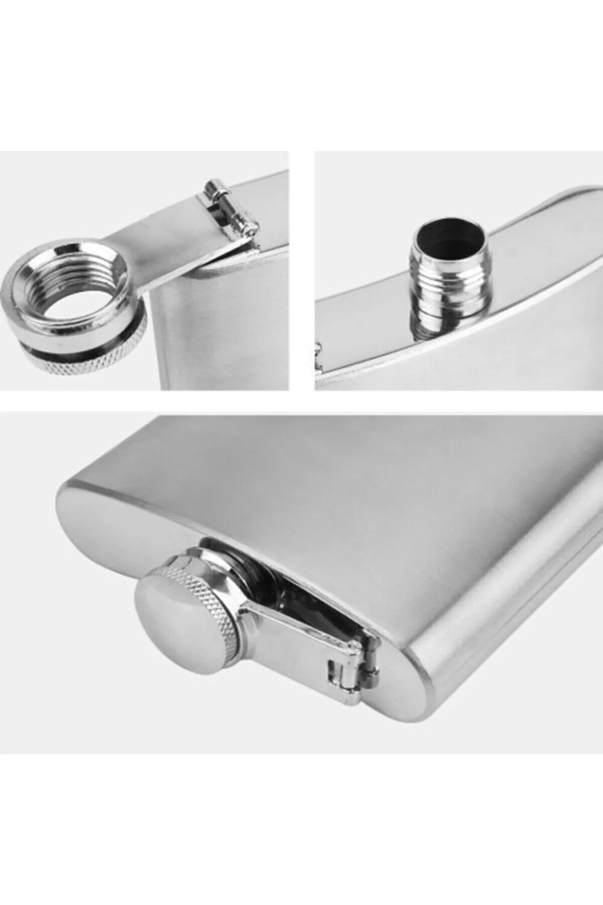 6 Oz Gümüş Paslanmaz Çelik İçki Matarası