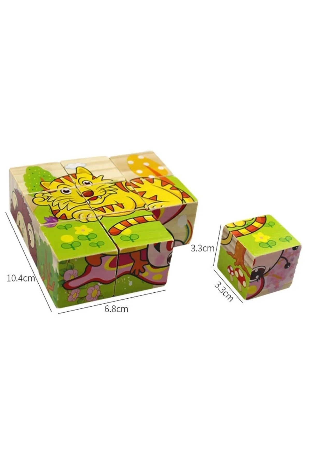 Ahşap 9 Parçalı Küp Puzzle 6 Farklı Desen Eşleştirme
