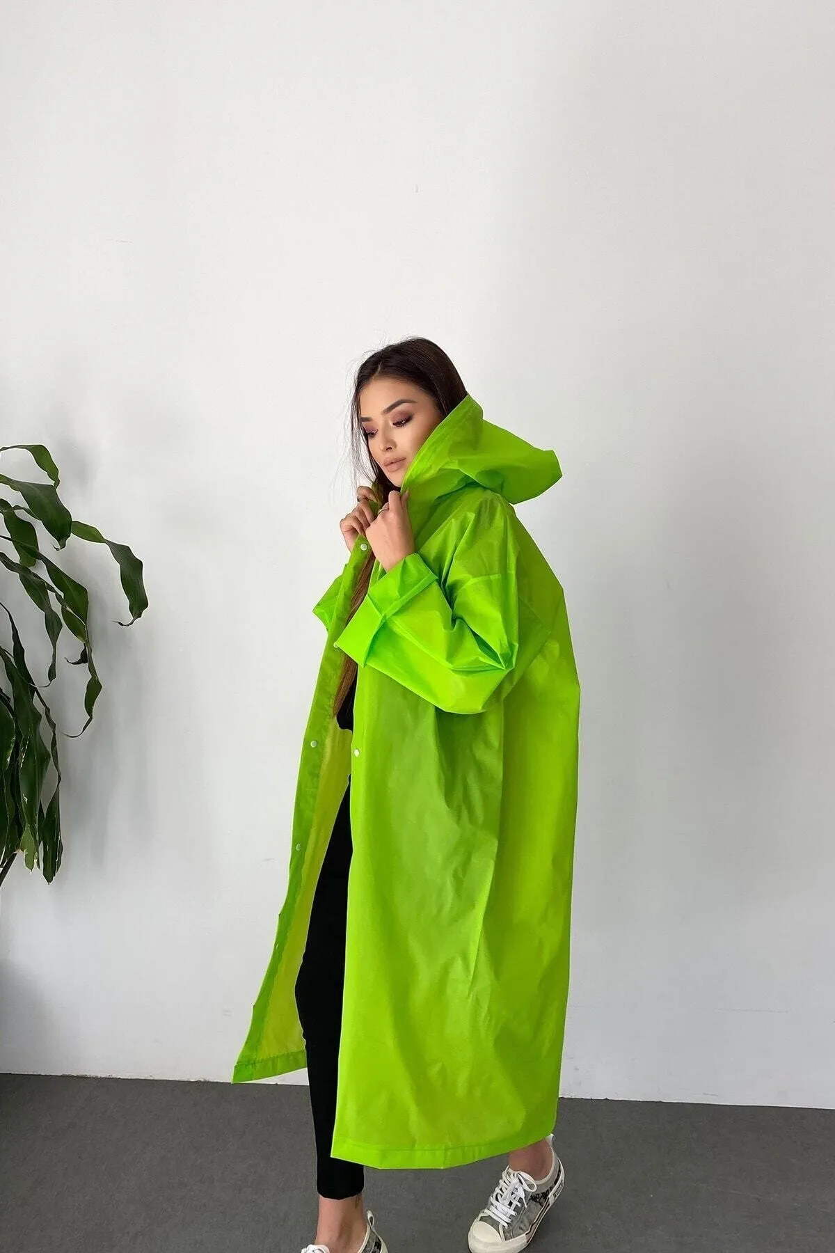 Yeşil Yağmurluk Unisex Su Geçirmez Eva Kumaş Kalın Dayanıklı