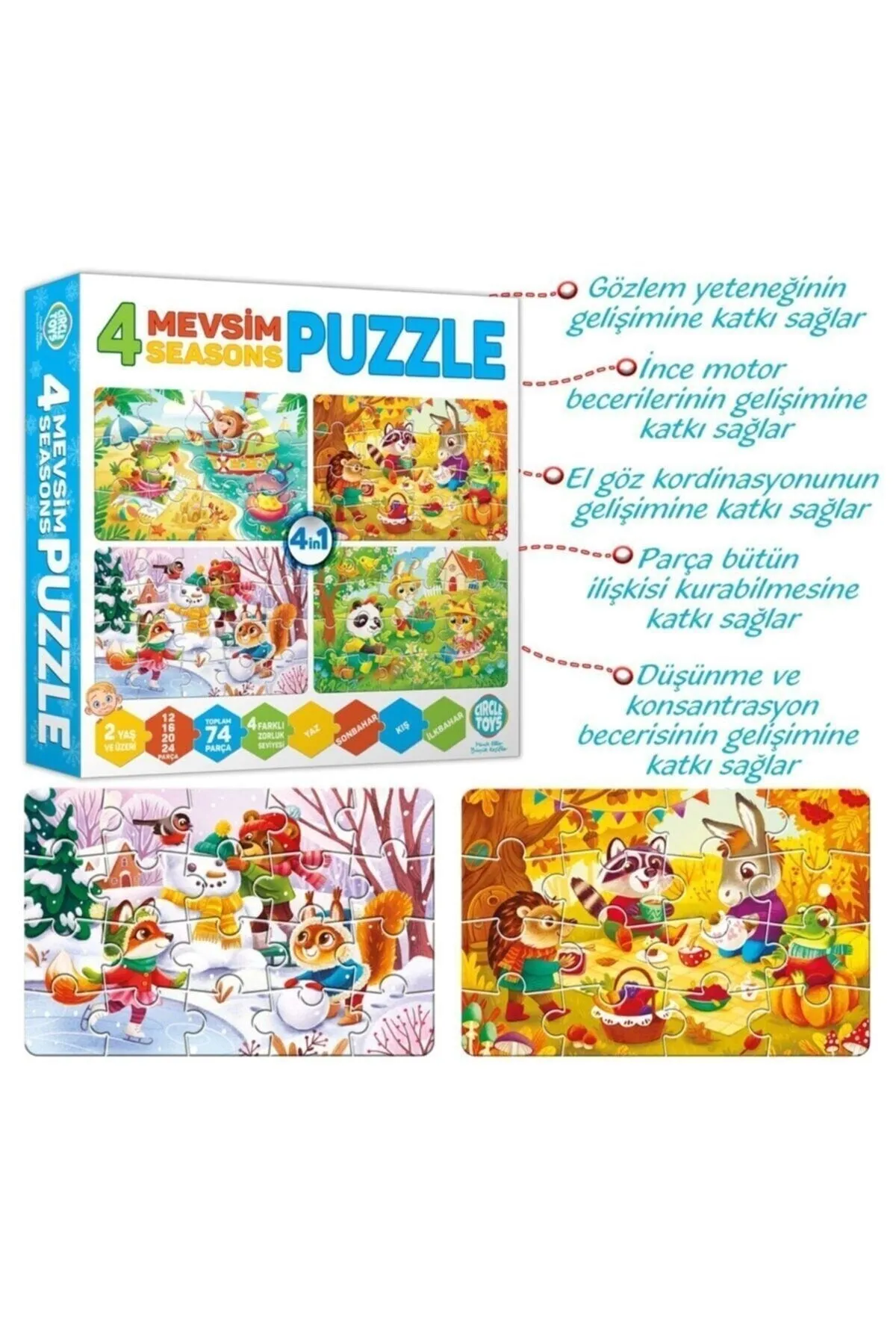 4 Mevsim Puzzle 2 Yaş Üzeri 74 Parça Puzzle