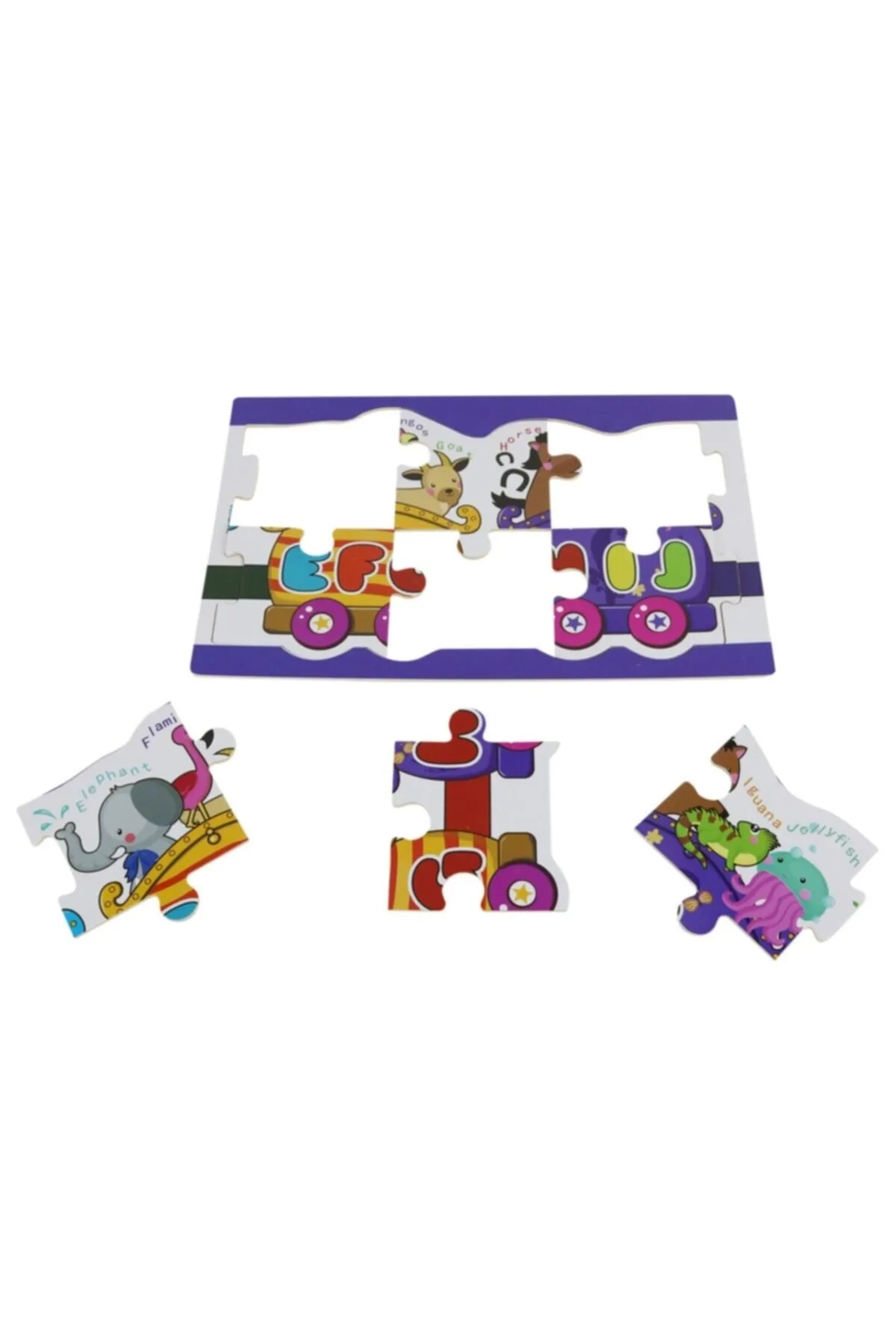 Büyük Parçalı Tren Şekilli Harfler Ve Hayvanlar Puzzle Seti