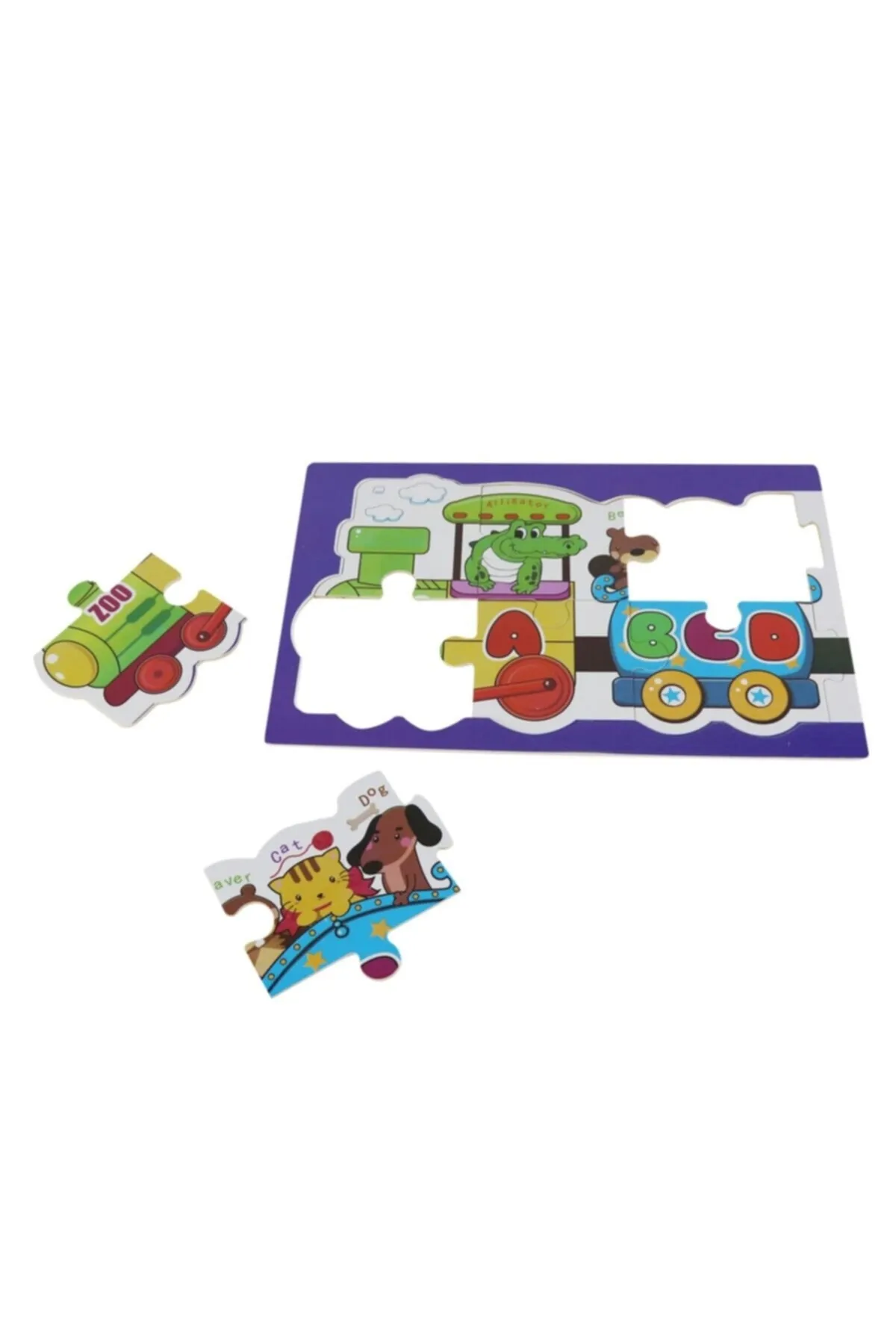 Büyük Parçalı Tren Şekilli Harfler Ve Hayvanlar Puzzle Seti