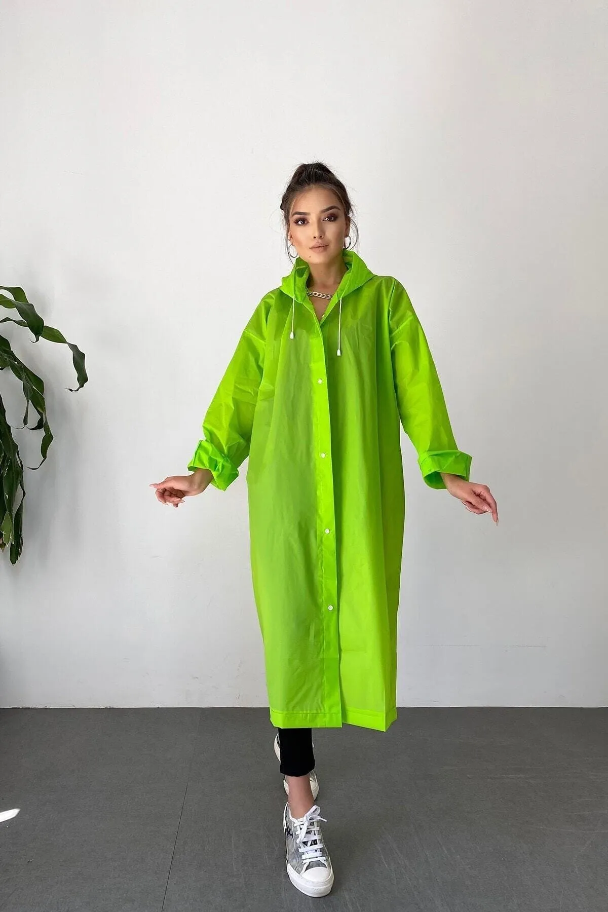 Yeşil Yağmurluk Unisex Su Geçirmez Eva Kumaş Kalın Dayanıklı