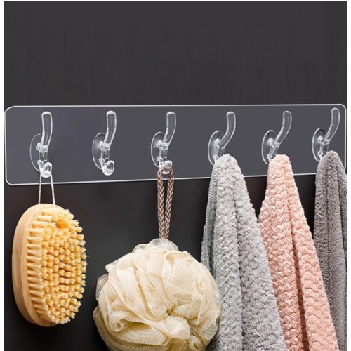 Tek Parça Yapışkanlı 6 Kancalı Askı