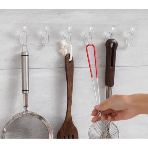 Tek Parça Yapışkanlı 6 Kancalı Askı