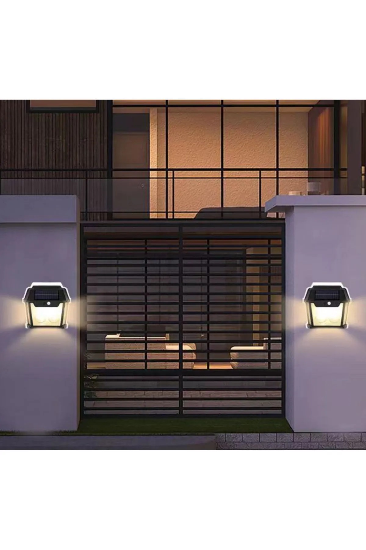 Güneş Enerjili Solar Duvar Lambası 2li Rustik Ampul Gün Işığı Dekoratif Solar Aydınlatma