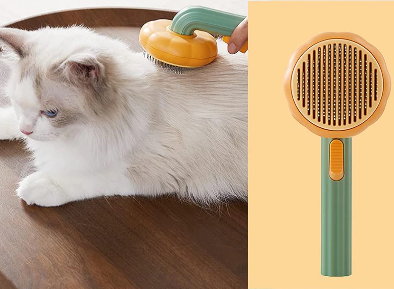 Bal Kabağı Tasarımlı Kedi  Köpek Tüy Toplama Tarama Basmalı Bakım Fırçası