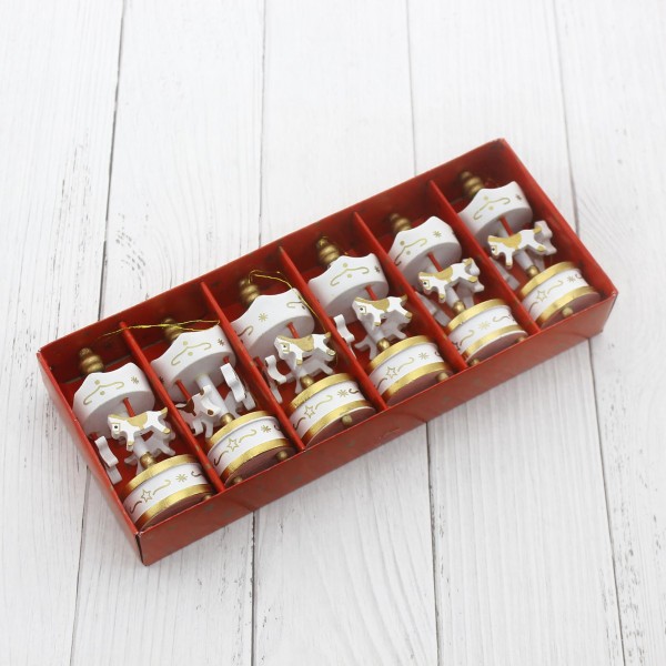 Mini Atlı Karınca Beyaz 6lı Set Hediyelik Süs