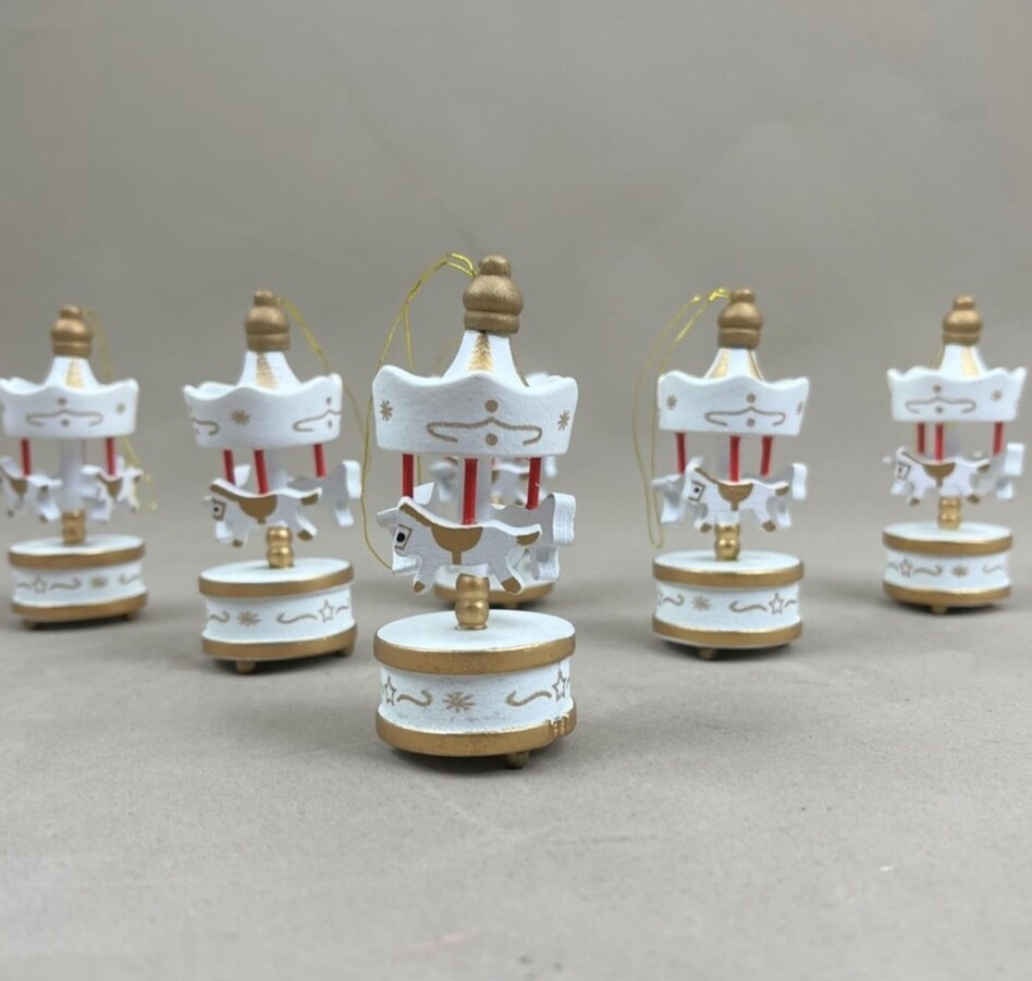 Mini Atlı Karınca Beyaz 6lı Set Hediyelik Süs