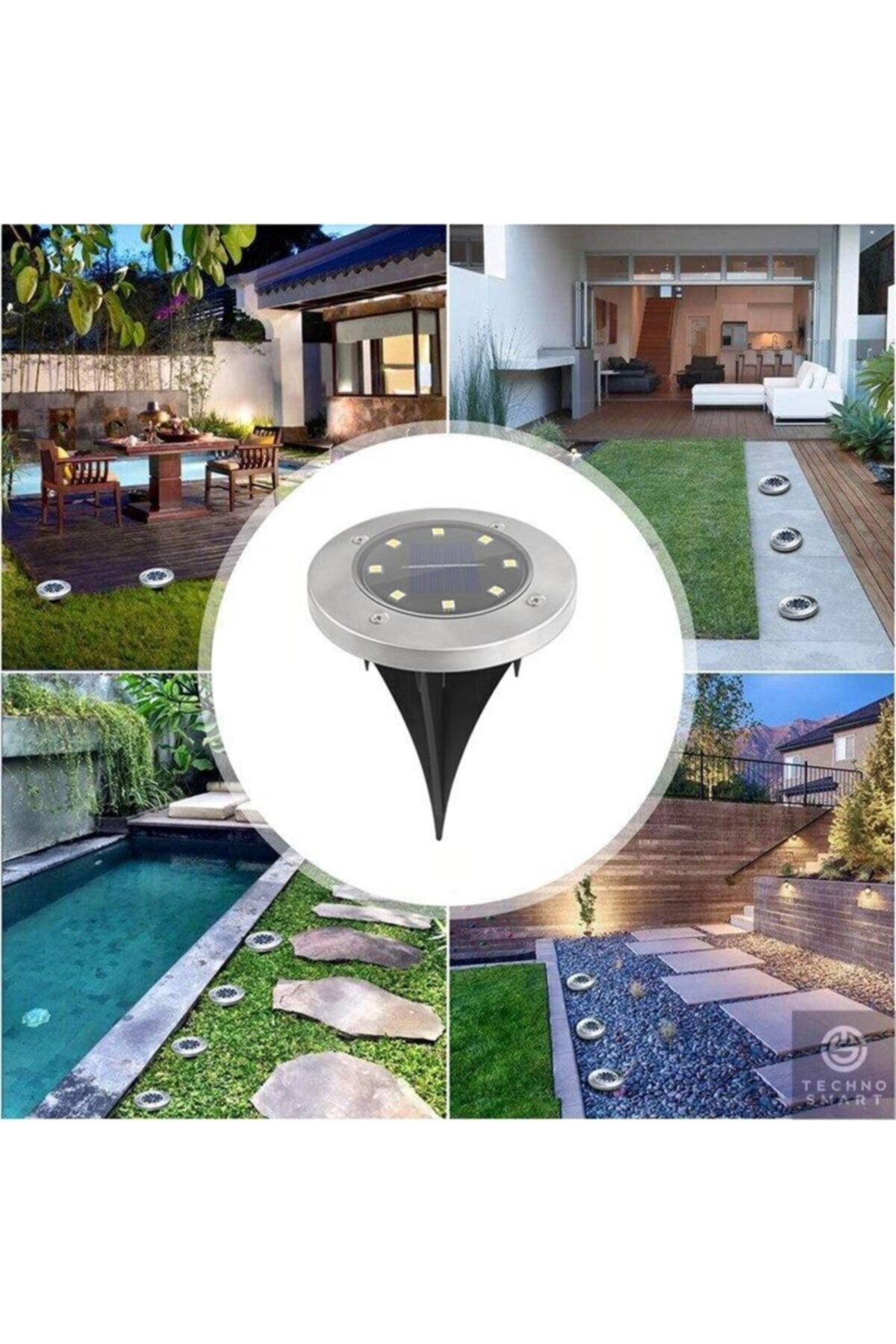 Güneş Enerjili Kazıklı Bahçe Aydınlatma 4 Adet 3W Gün Işığı