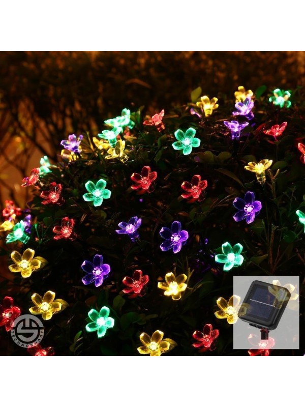 Güneş Enerjili 50 Ledli Solar Çiçekli RGB Aydınlatma 8 Modlu