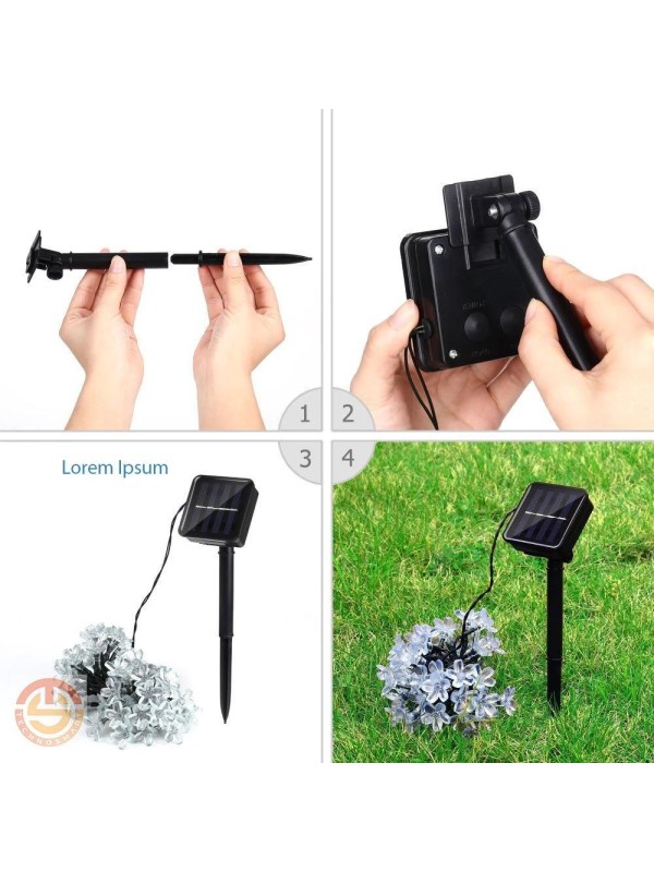 Güneş Enerjili 50 Ledli Solar Çiçekli RGB Aydınlatma 8 Modlu