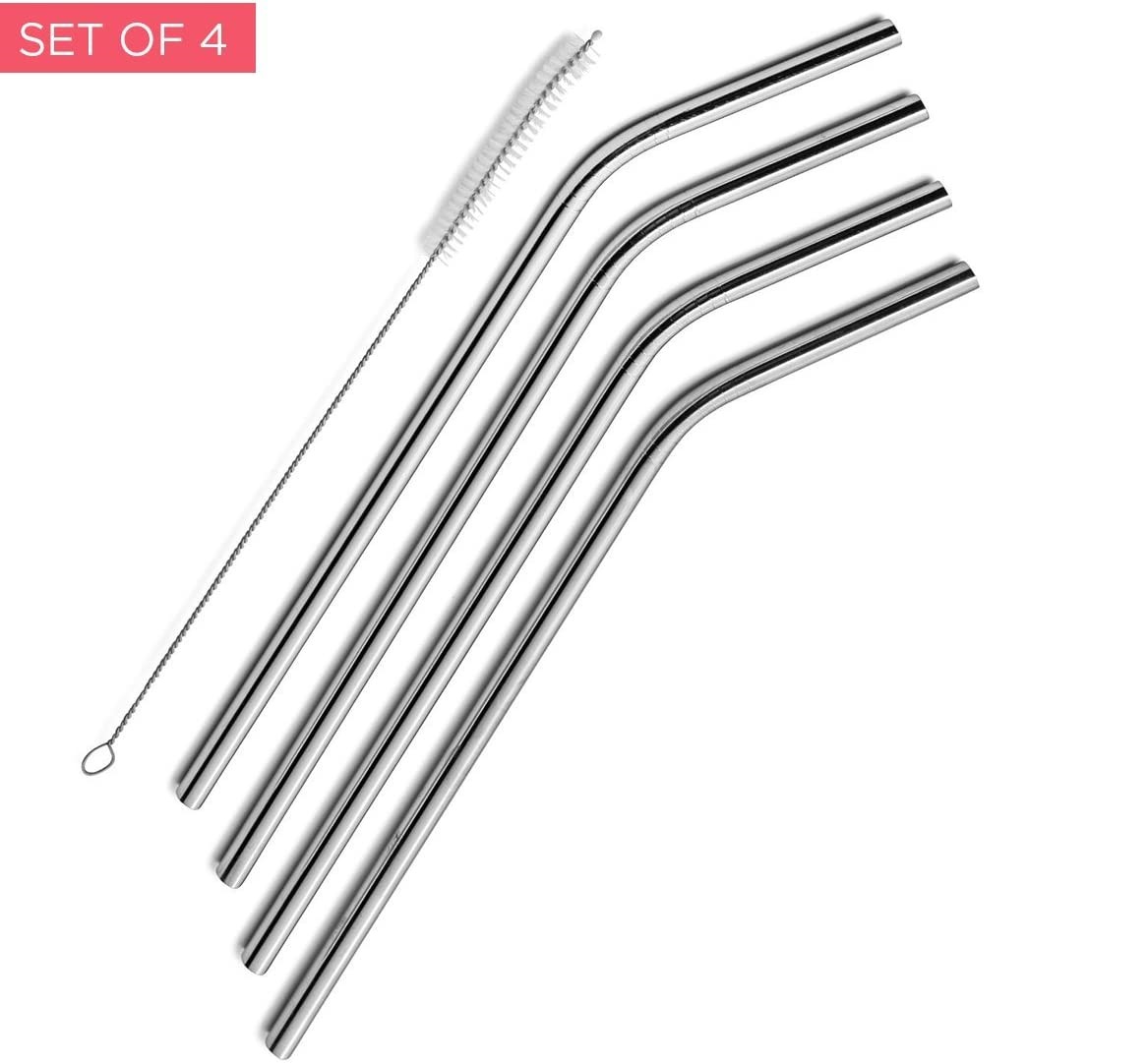 Çelik Pipet Paslanmaz Çelik 4 Adet Pipet Ve Pipet Temizleme Fırçası