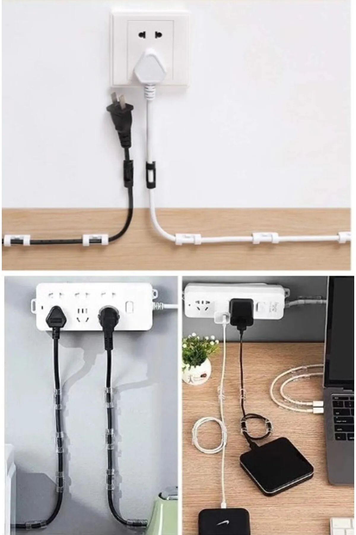 Kablo Sabitleyici Şeffaf Klips 20’li Yapışkanlı Pratik Kablo Düzenleme