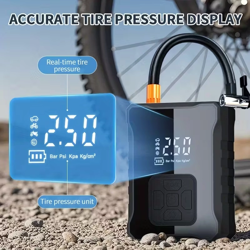 Kablosuz Lastik Şişirme Kompresörü USB Şarjlı 