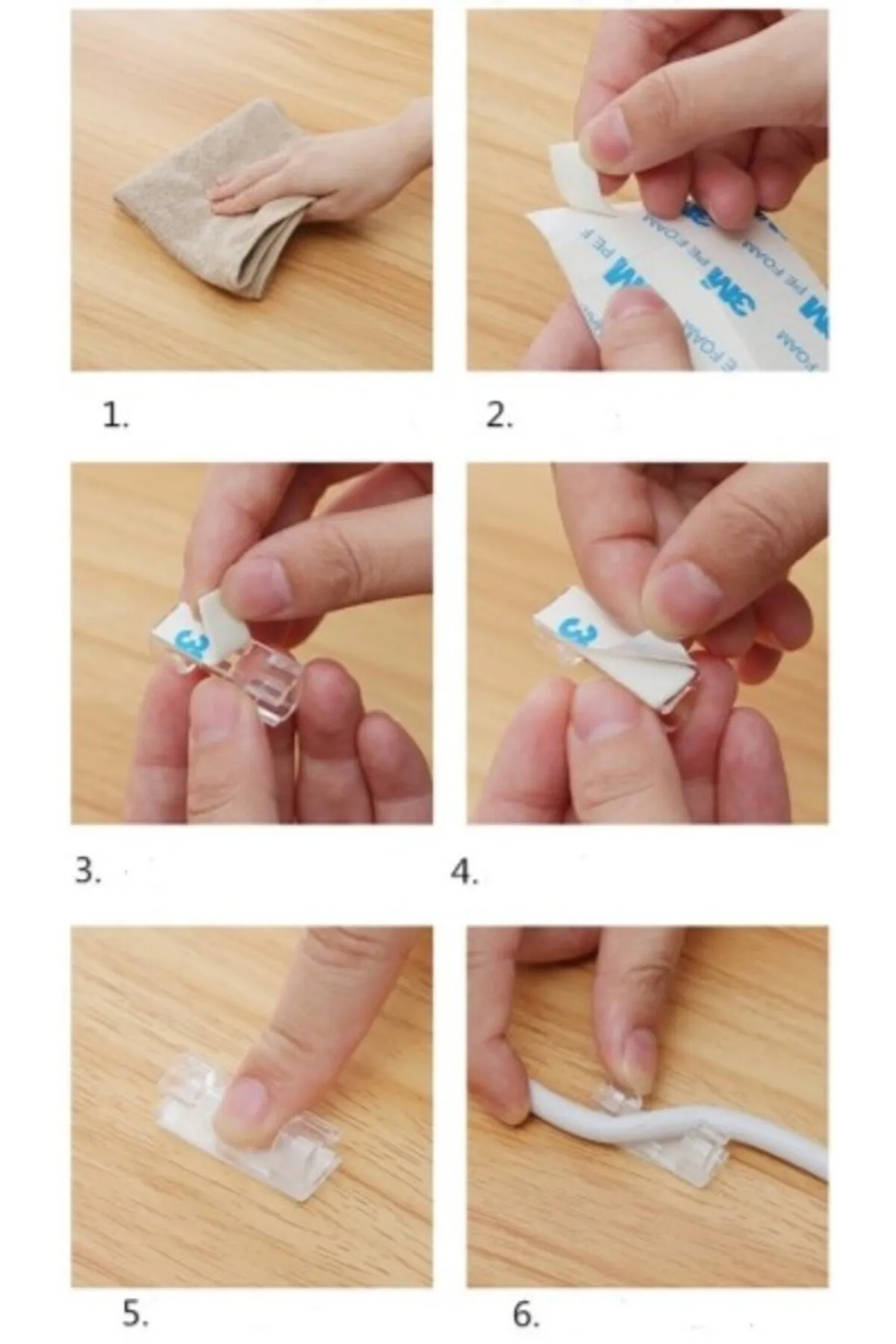 Kablo Sabitleyici Şeffaf Klips 20’li Yapışkanlı Pratik Kablo Düzenleme