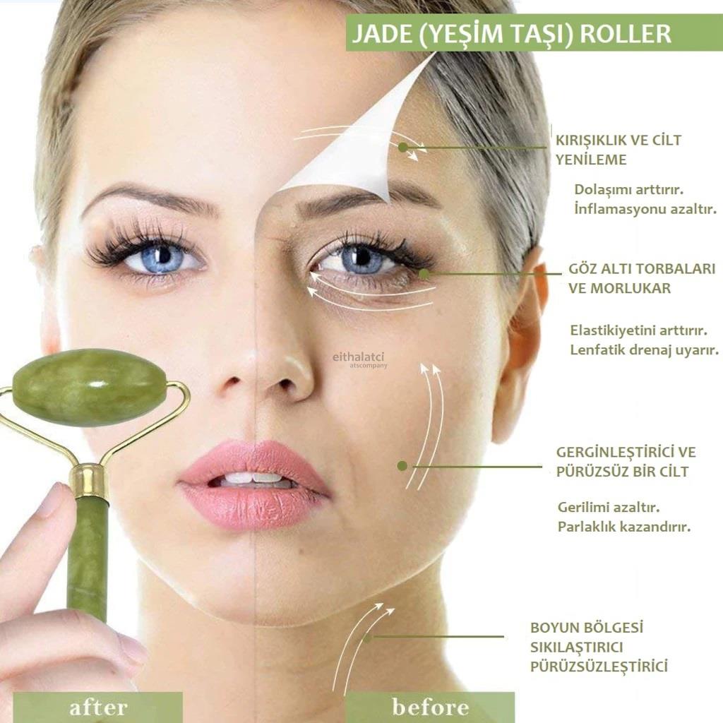 Jade Roller Yeşim Taşı Masaj Cilt Yenileme