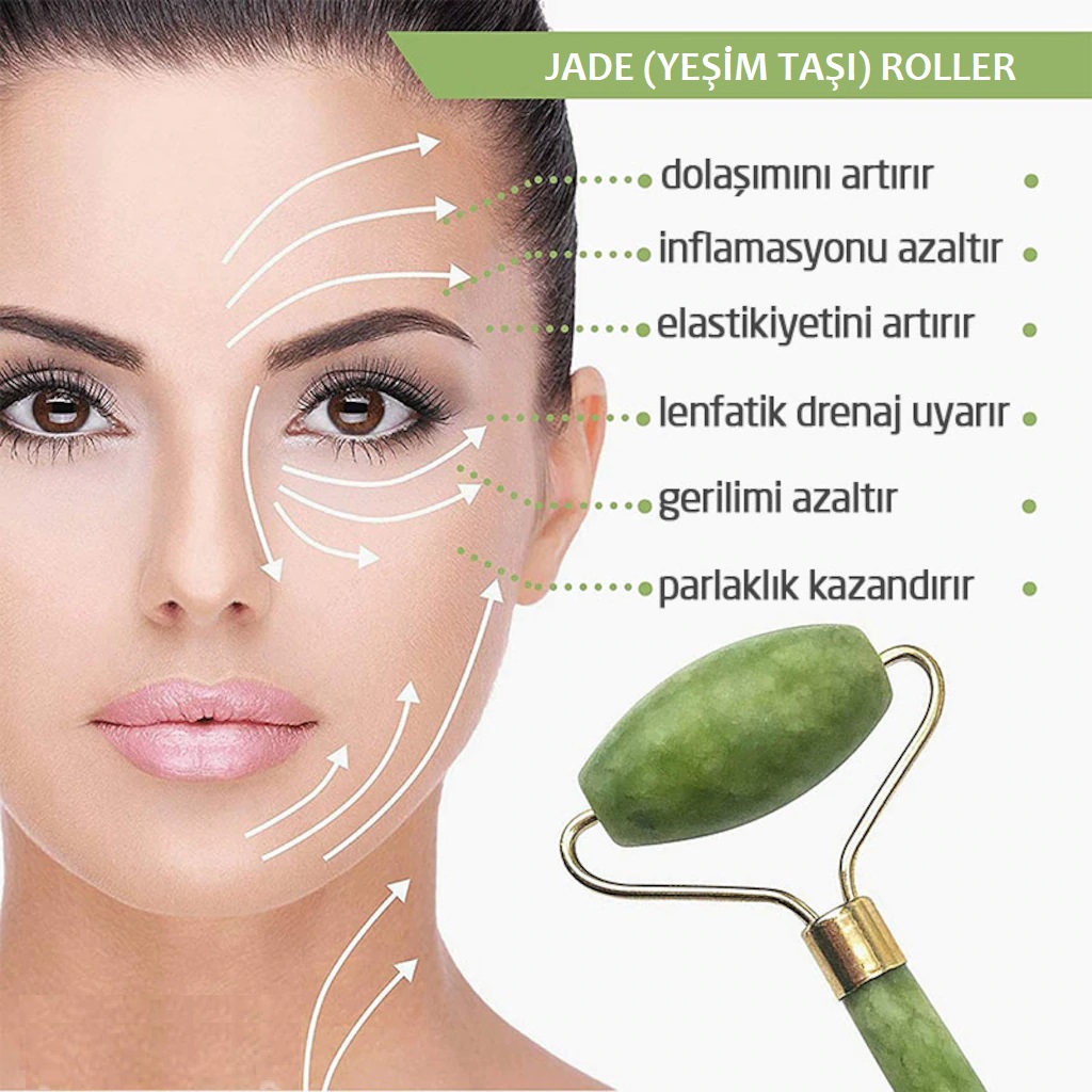 Jade Roller Yeşim Taşı Masaj Cilt Yenileme
