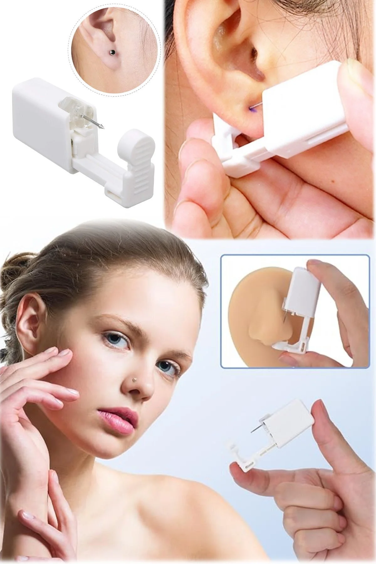 Kulak Delme Aparatı Küpe Piercing Takma Güvenli Hijyenik Kullanım