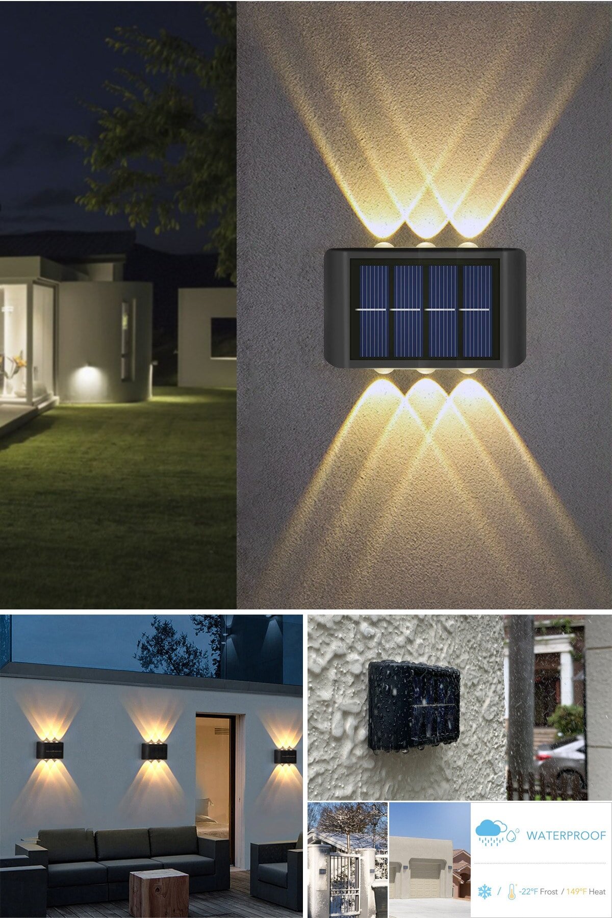 Güneş Enerjili Sensörlü 2 Adet Duvar Aplik 6ledli