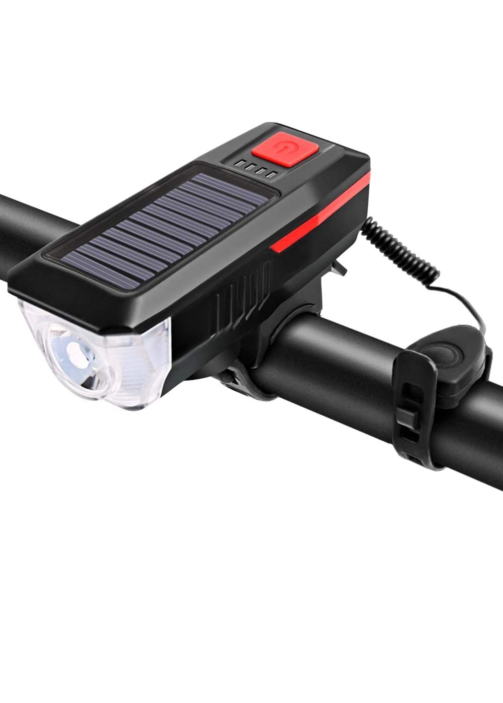 Güneş Enerjili Usb Şarjlı Bisiklet Lambası Ön Işık Kornalı