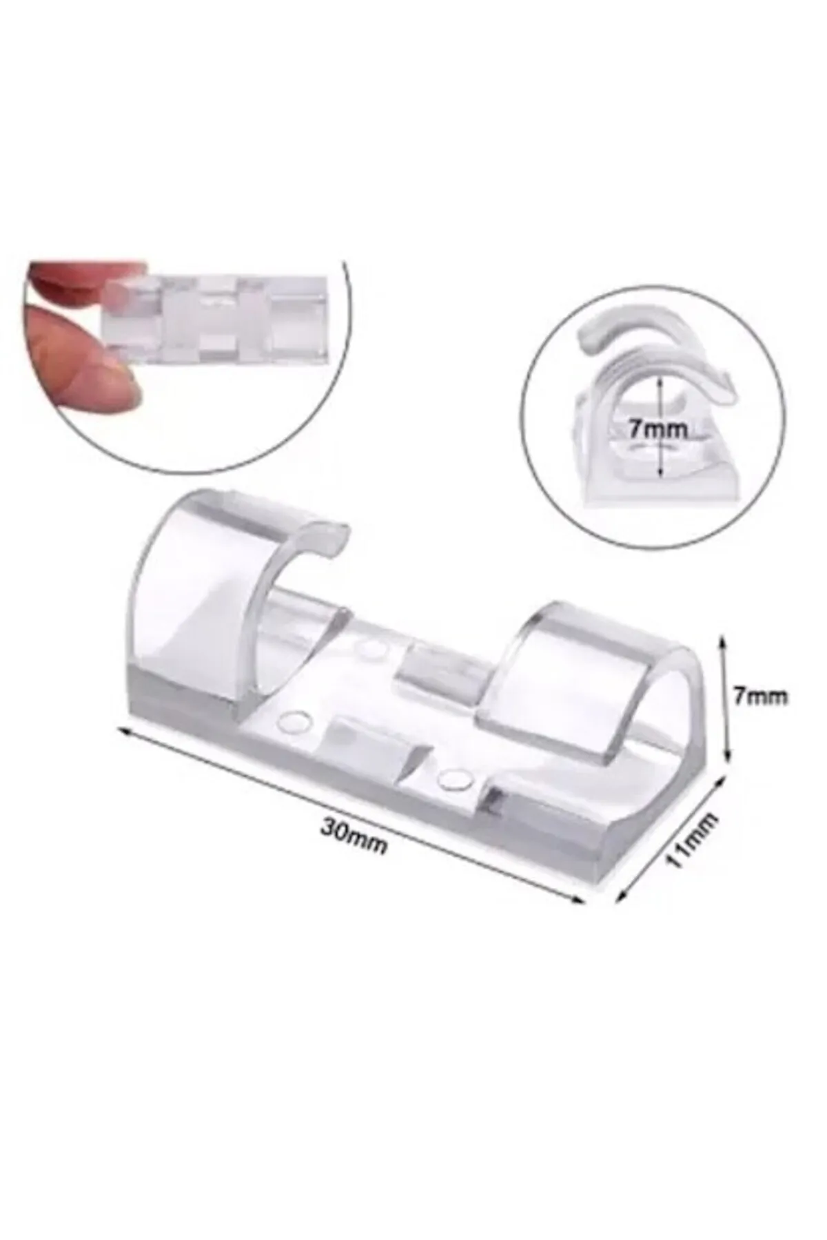 Kablo Sabitleyici Şeffaf Klips 20’li Yapışkanlı Pratik Kablo Düzenleme