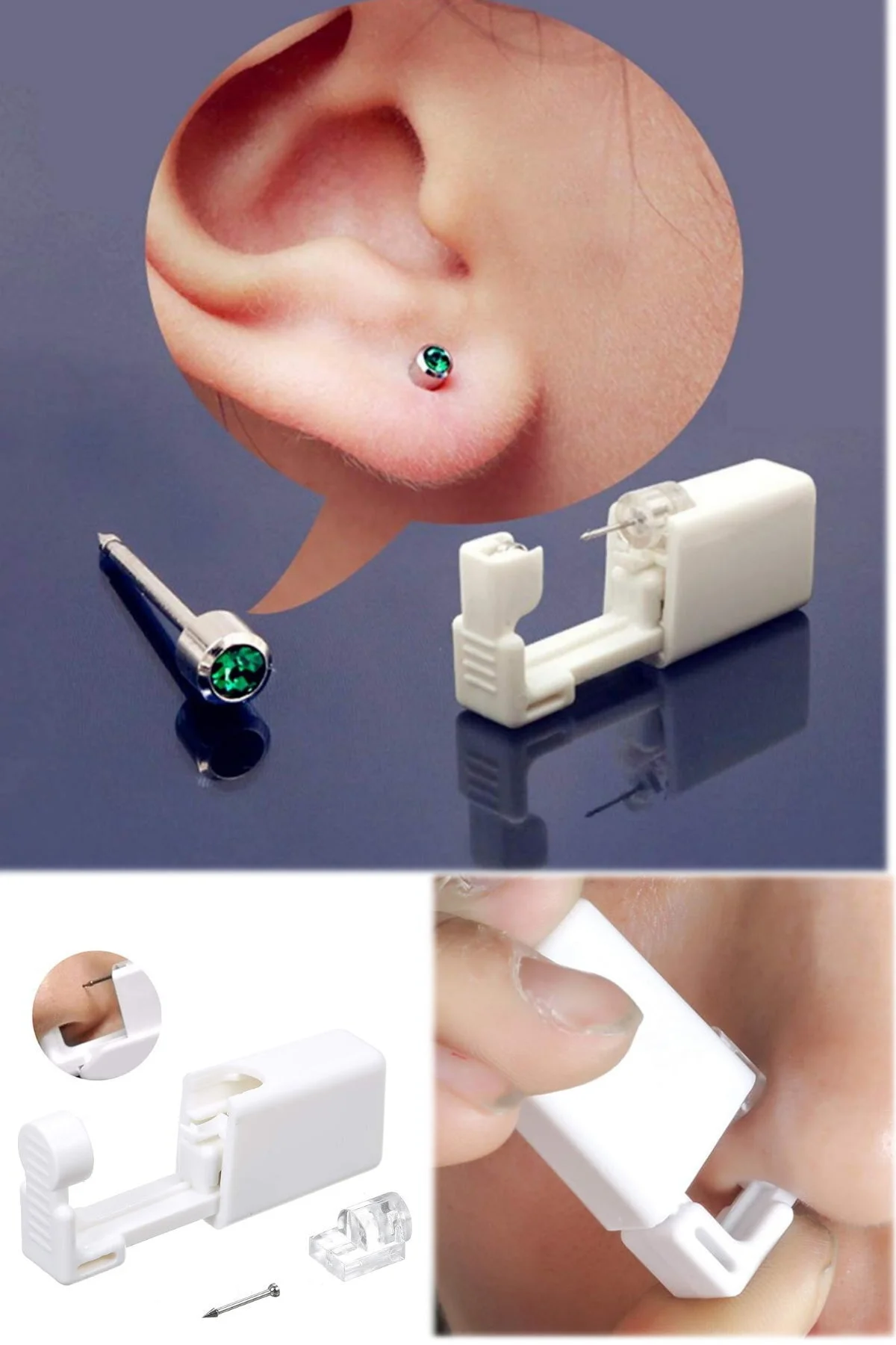 Kulak Delme Aparatı Küpe Piercing Takma Güvenli Hijyenik Kullanım