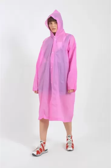 Pembe Yağmurluk Unisex Su Geçirmez Eva KumaşKalın