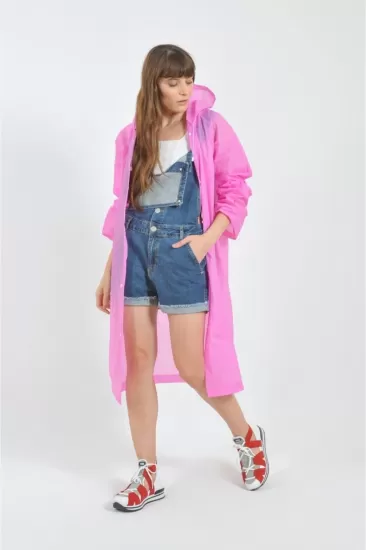 Pembe Yağmurluk Unisex Su Geçirmez Eva KumaşKalın