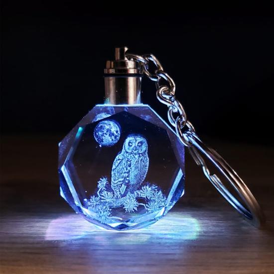 Led Işıklı Kristal Anahtarlık Baykuş Renkli