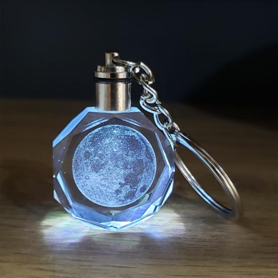 Led Işıklı Kristal Anahtarlık Dolunay Renkli